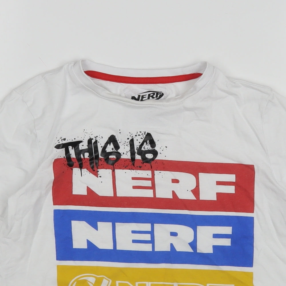NERF Boys White  Cotton Basic T-Shirt Size 8-9 Years Round Neck