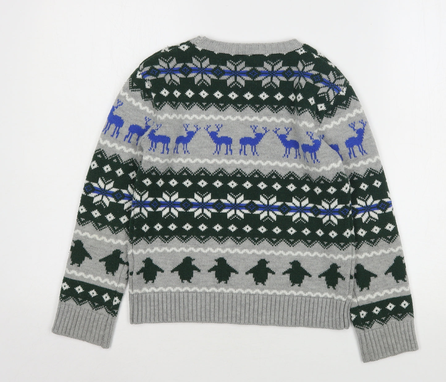 Urban Outlaws Boys Multicoloured Round Neck Fair Isle Acrylic Pullover Jumper Size 9-10 Years   - Christmas