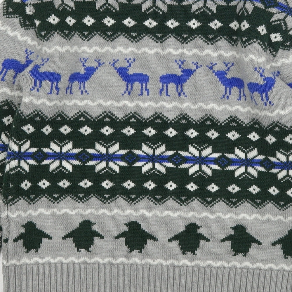 Urban Outlaws Boys Multicoloured Round Neck Fair Isle Acrylic Pullover Jumper Size 9-10 Years   - Christmas