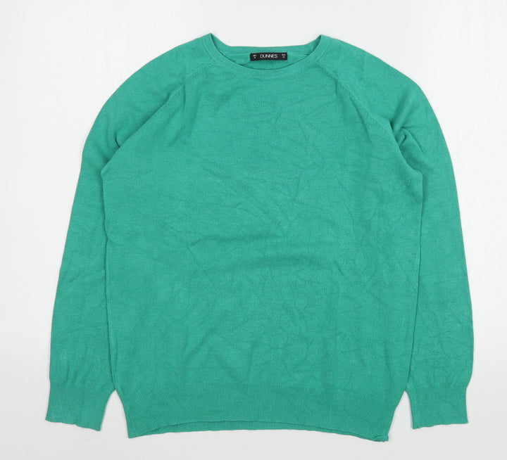 Dunnes Stores Womens Green Round Neck  Viscose Pullover Jumper Size M