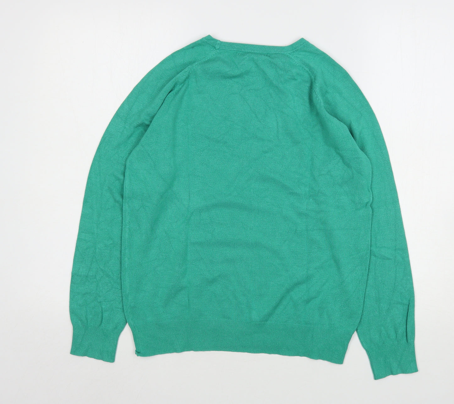 Dunnes Stores Womens Green Round Neck  Viscose Pullover Jumper Size M