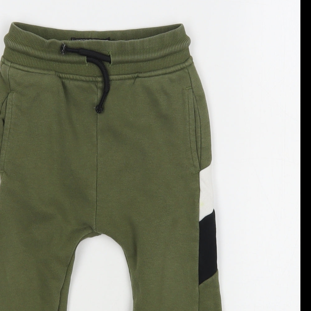 NEXT Boys Green  Cotton Sweatpants Trousers Size 2-3 Years  Regular Drawstring