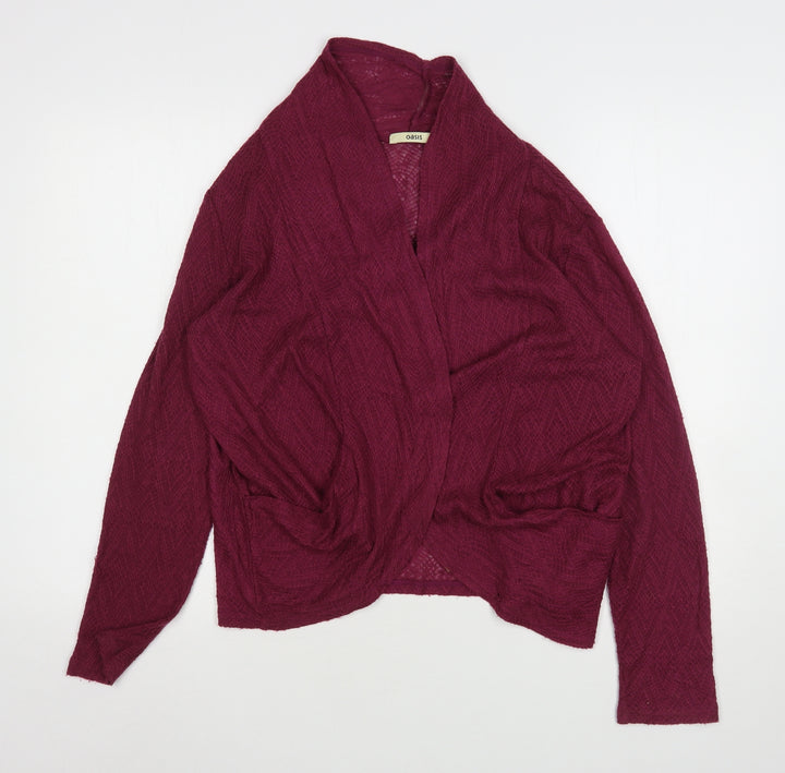 Oasis Womens Purple V-Neck Acrylic Cardigan Jumper Size M