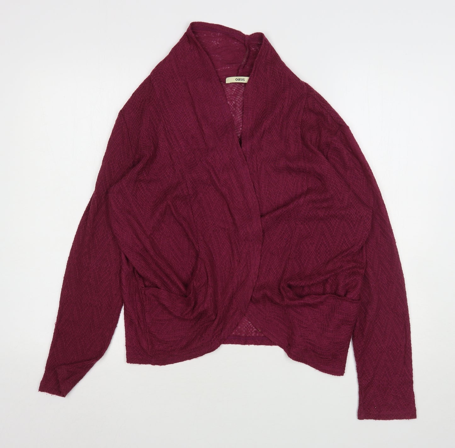 Oasis Womens Purple V-Neck  Acrylic Cardigan Jumper Size M