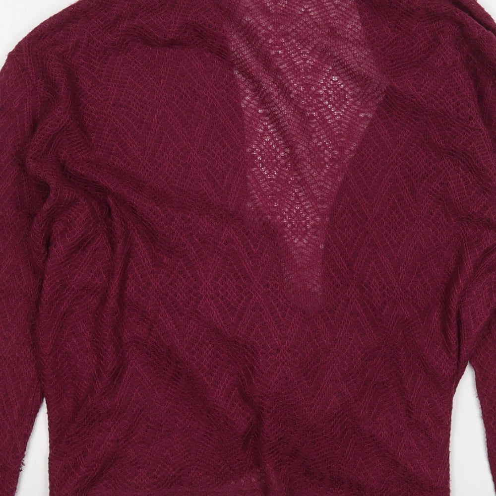 Oasis Womens Purple V-Neck  Acrylic Cardigan Jumper Size M