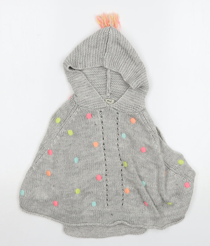 NEXT Girls Grey Polka Dot Acrylic Pullover Hoodie Size M