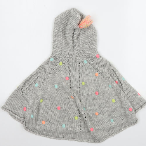 NEXT Girls Grey Polka Dot Acrylic Pullover Hoodie Size M