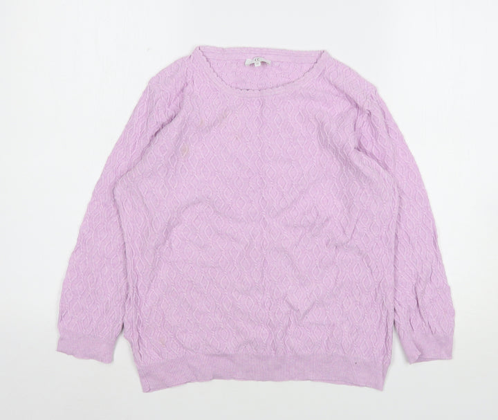 CC Womens Pink Round Neck  Cotton Pullover Jumper Size M