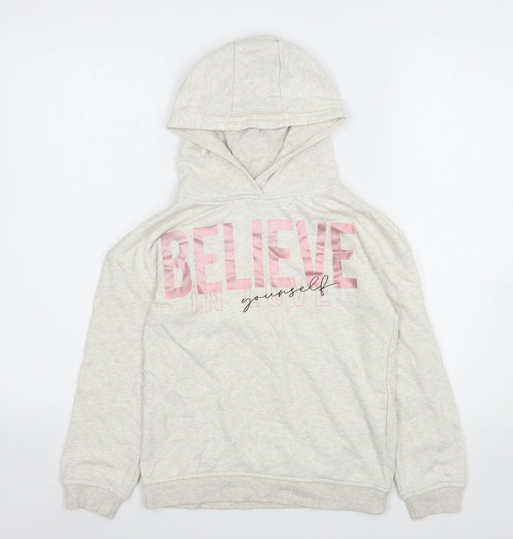 Primark Girls Beige  Cotton Pullover Hoodie Size 9-10 Years