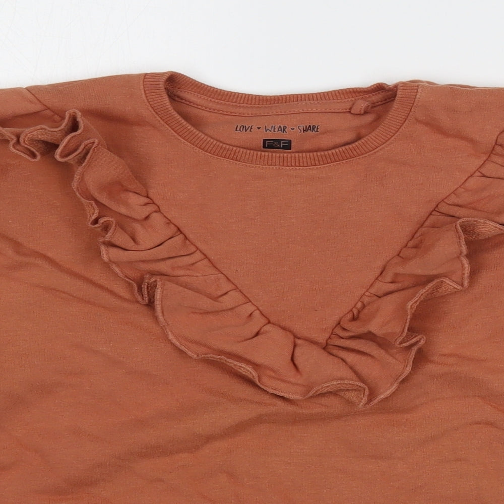 F&F Girls Brown  Cotton Pullover Sweatshirt Size 11-12 Years