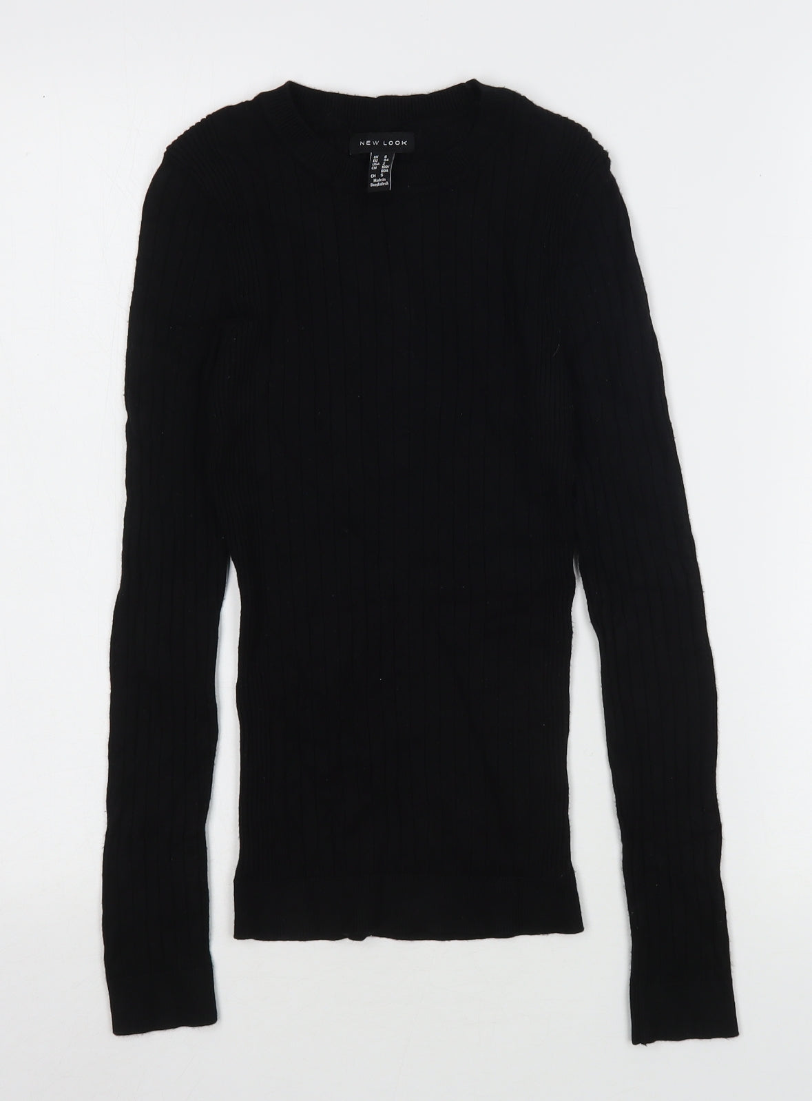 New Look Womens Black Round Neck  Viscose Pullover Jumper Size 6
