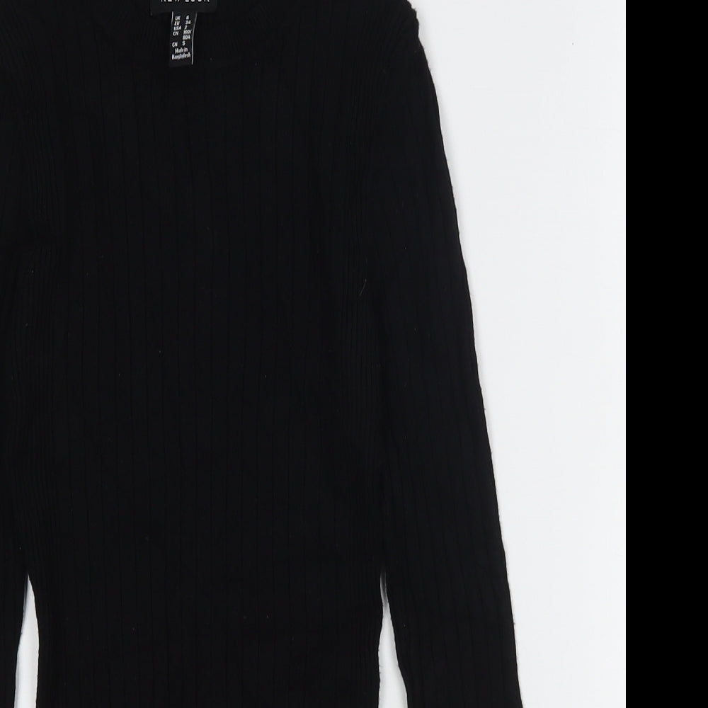 New Look Womens Black Round Neck  Viscose Pullover Jumper Size 6