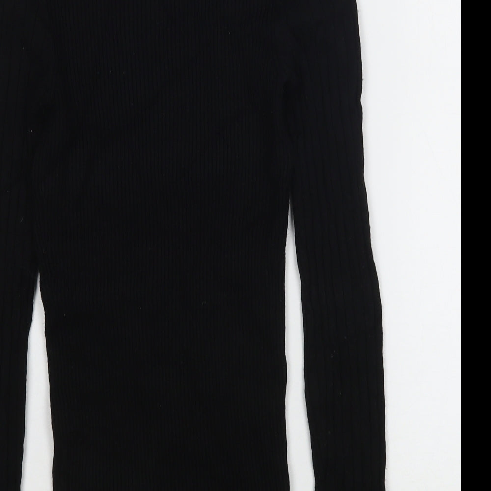 New Look Womens Black Round Neck  Viscose Pullover Jumper Size 6