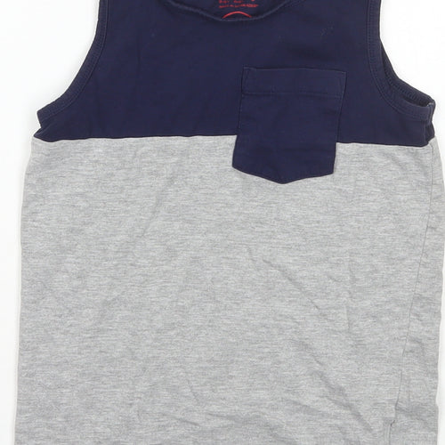 F&F Boys Blue Striped Cotton Pullover Tank Size 8-9 Years Scoop Neck Pullover