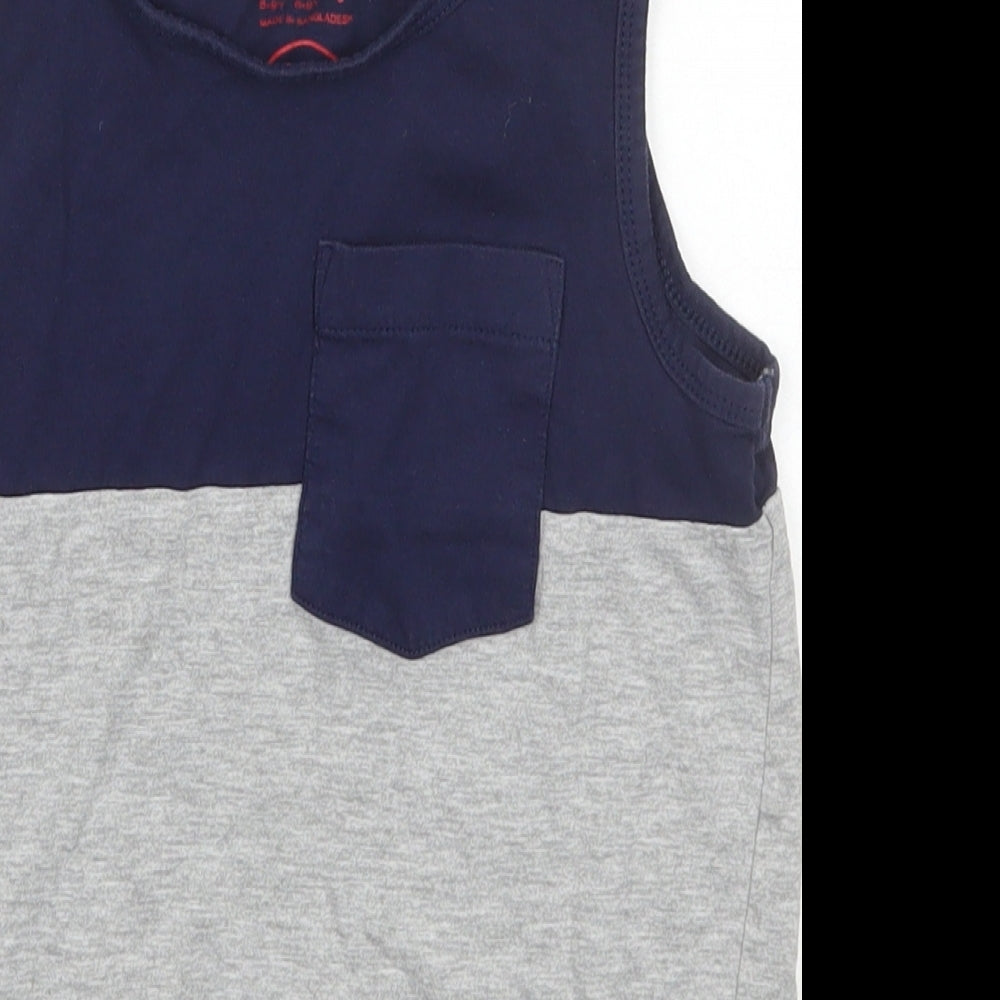 F&F Boys Blue Striped Cotton Pullover Tank Size 8-9 Years Scoop Neck Pullover
