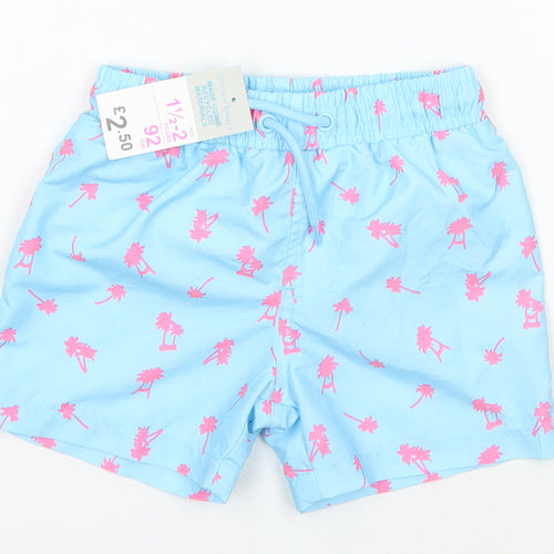 Primark Girls Blue Geometric Polyester Bermuda Shorts Size 2 Years  Regular Tie