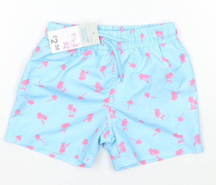 Primark Girls Blue Geometric Polyester Bermuda Shorts Size 2 Years  Regular Tie