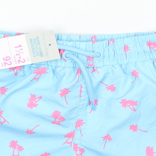 Primark Girls Blue Geometric Polyester Bermuda Shorts Size 2 Years  Regular Tie