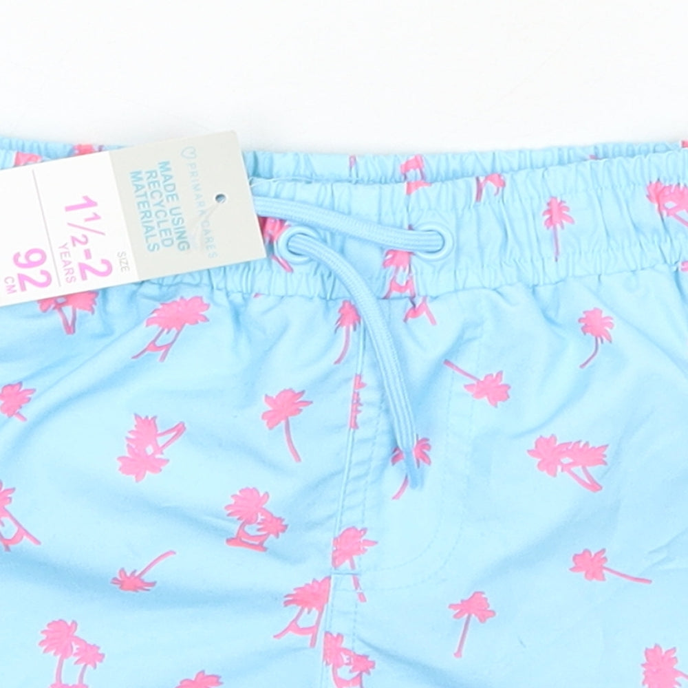 Primark Girls Blue Geometric Polyester Bermuda Shorts Size 2 Years  Regular Tie