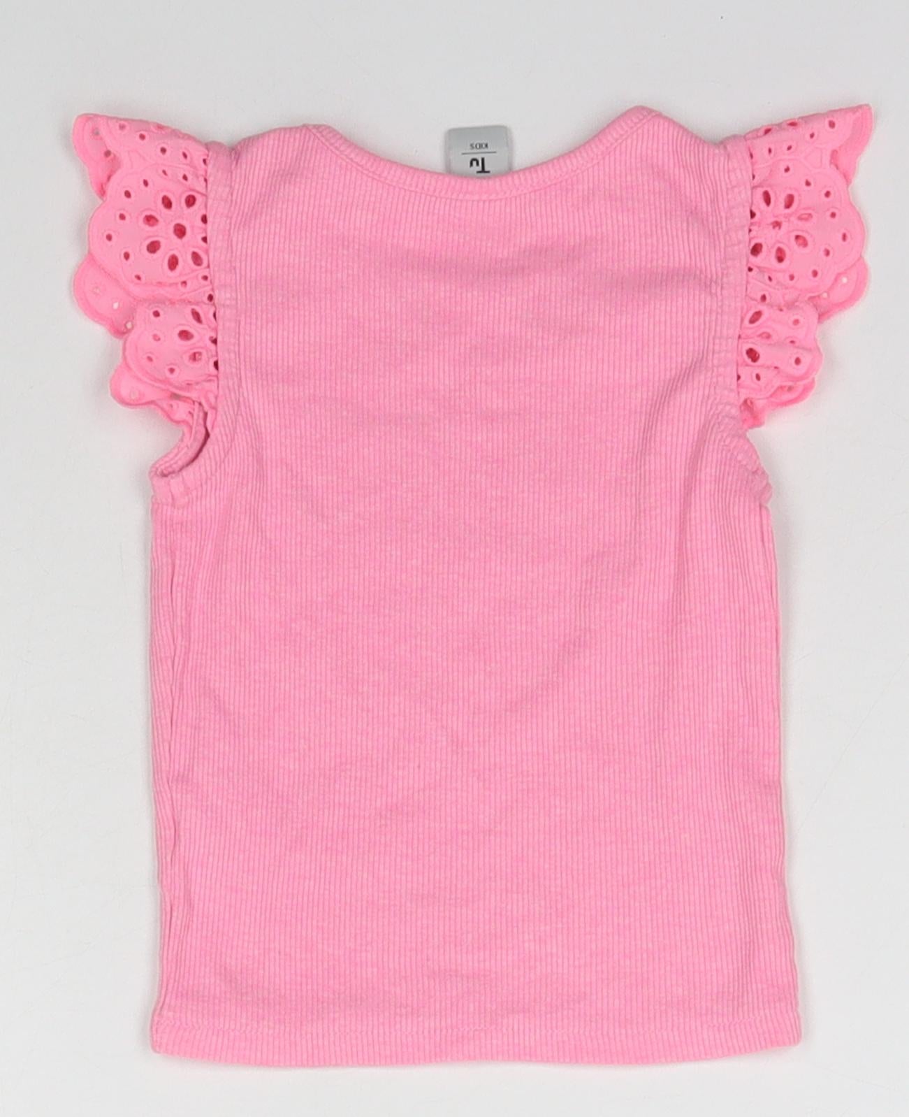 TU Girls Pink  Cotton Basic Tank Size 9-10 Years Scoop Neck Pullover