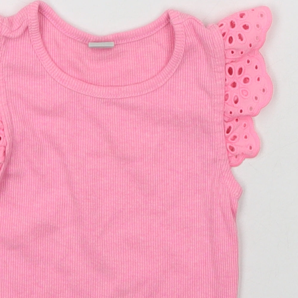 TU Girls Pink  Cotton Basic Tank Size 9-10 Years Scoop Neck Pullover