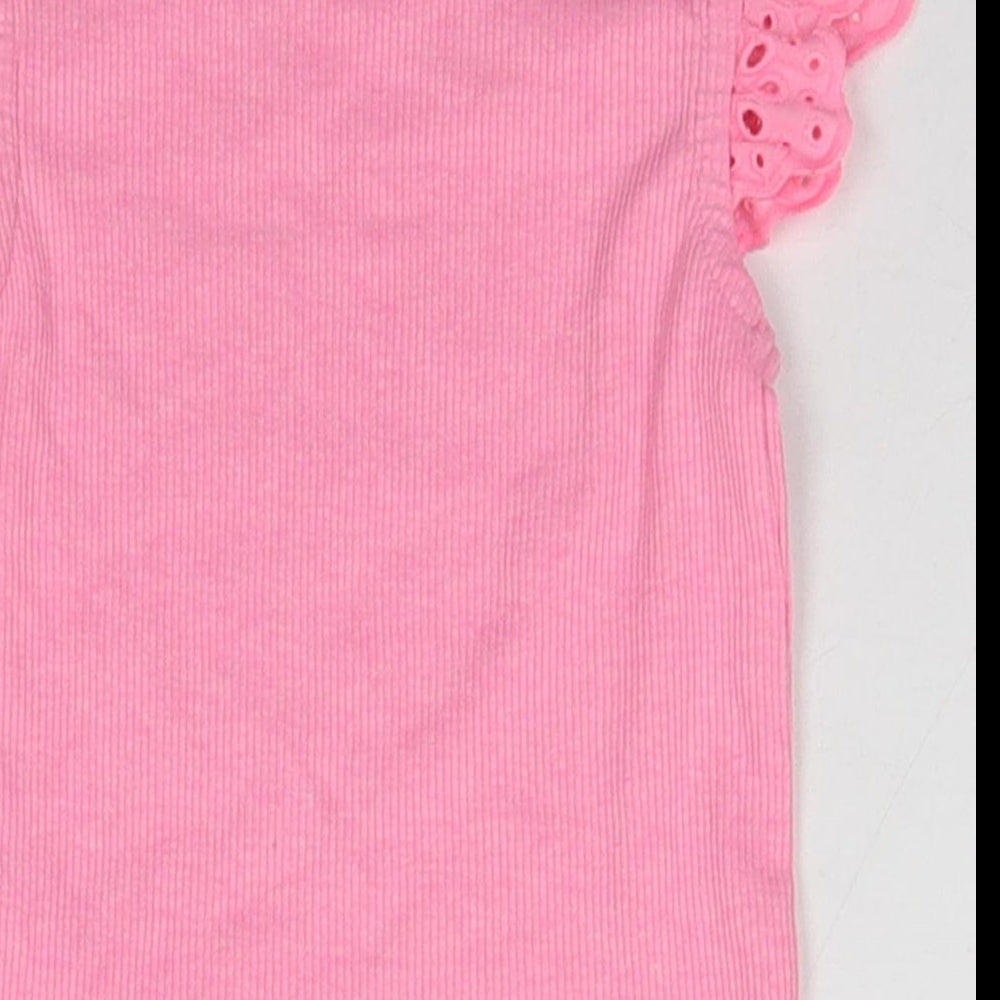 TU Girls Pink  Cotton Basic Tank Size 9-10 Years Scoop Neck Pullover