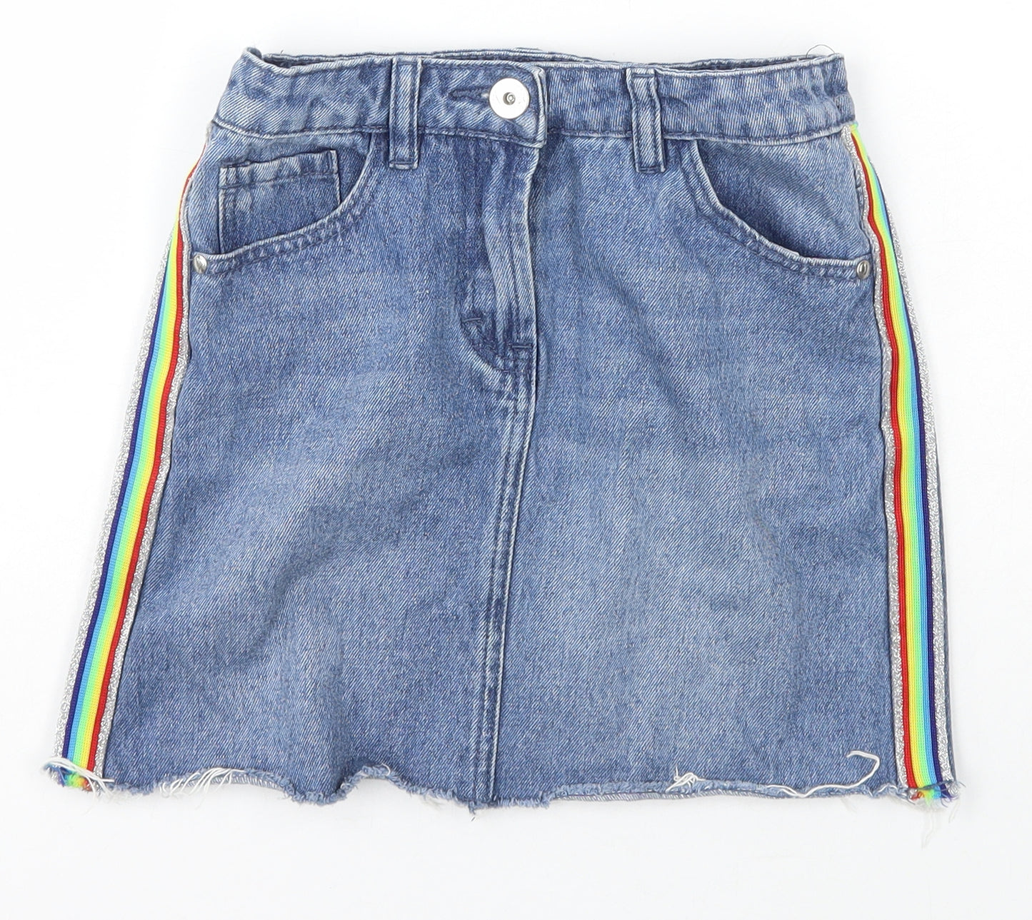 George Girls Blue  Cotton A-Line Skirt Size 8-9 Years  Regular Zip