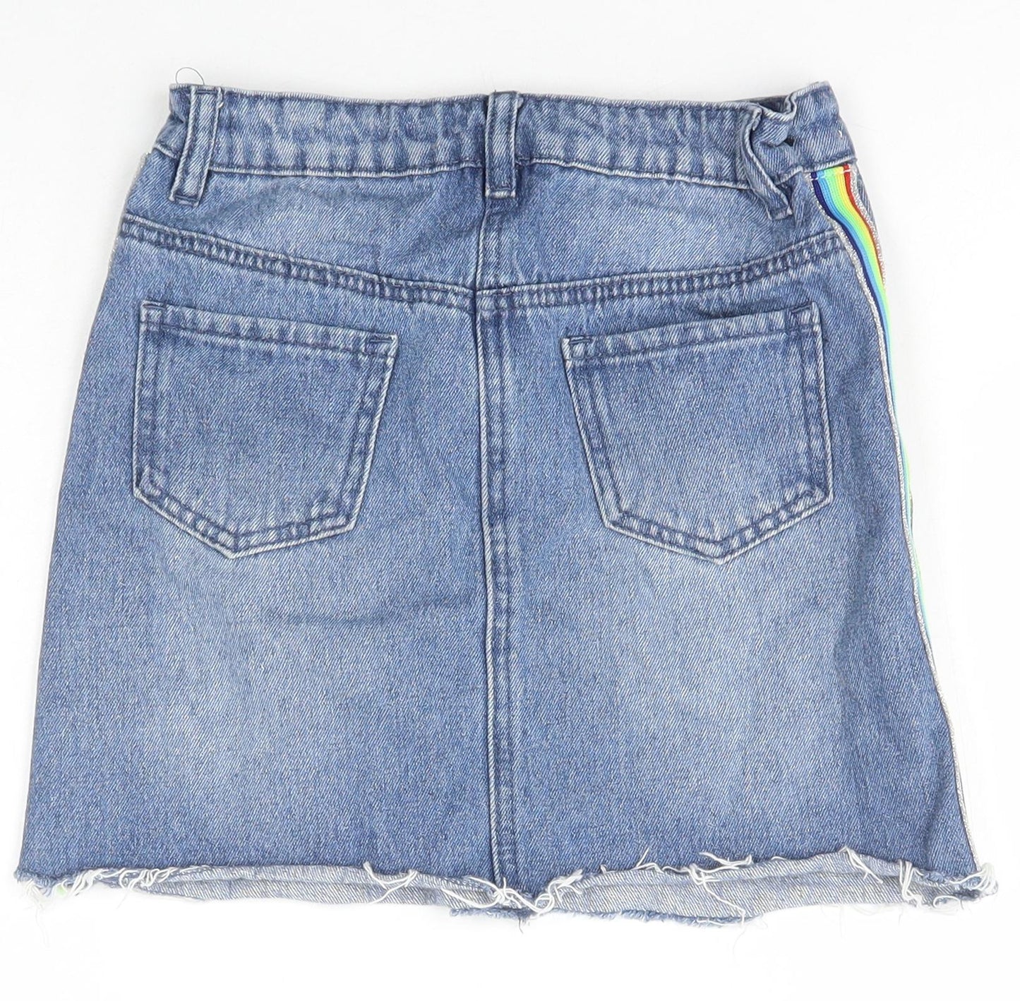 George Girls Blue  Cotton A-Line Skirt Size 8-9 Years  Regular Zip