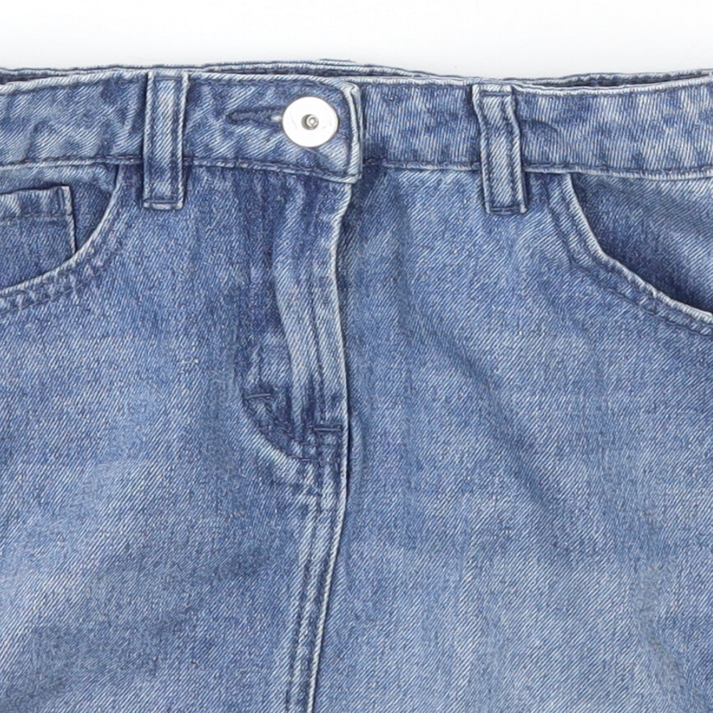 George Girls Blue  Cotton A-Line Skirt Size 8-9 Years  Regular Zip