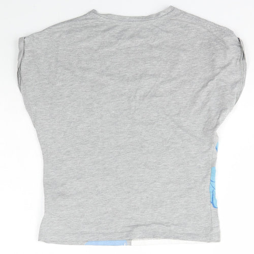 Marks and Spencer Boys Grey  Cotton Basic T-Shirt Size 9-10 Years Scoop Neck Pullover