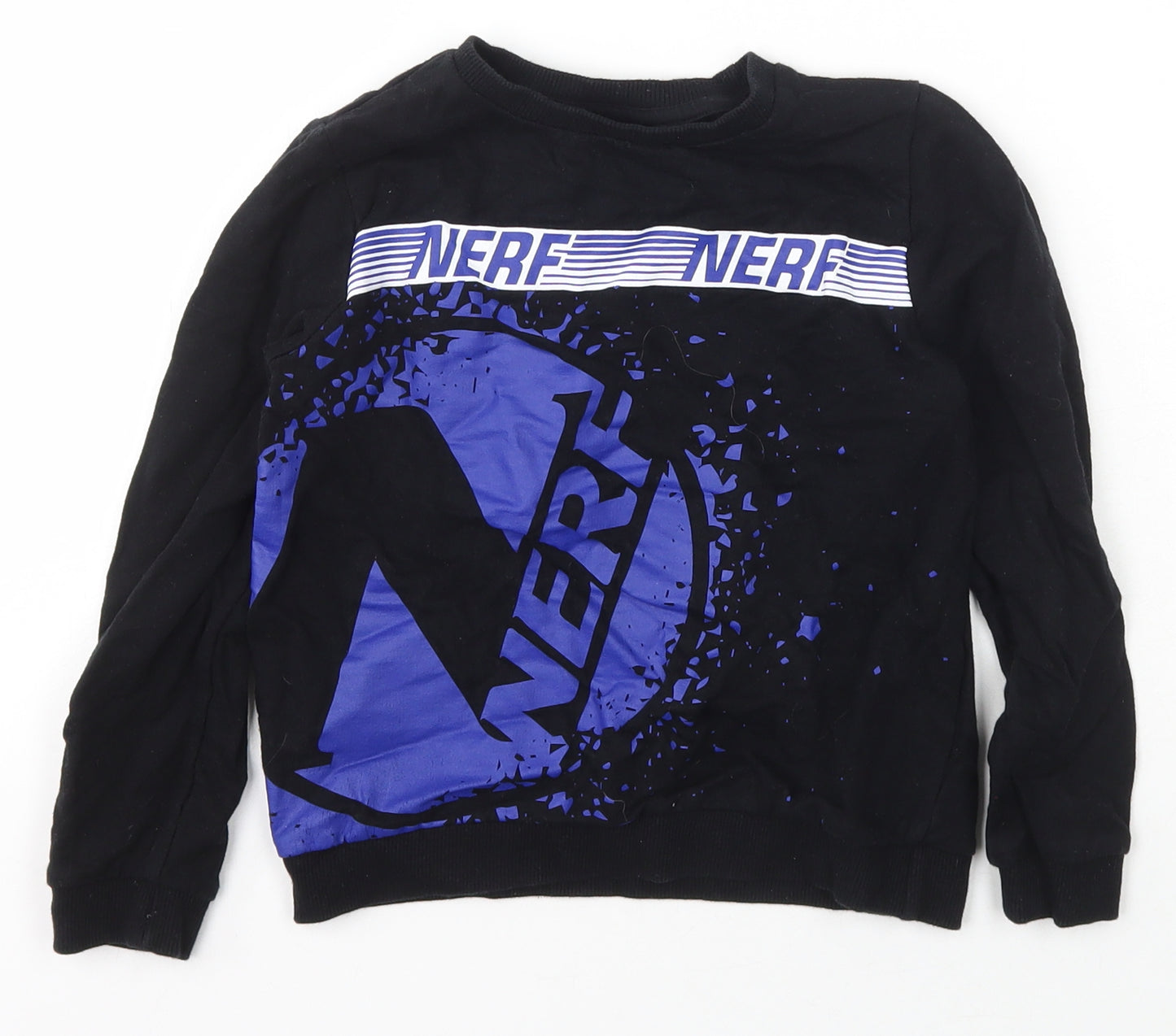 Pep&Co Boys Black Crew Neck  Cotton Pullover Jumper Size 6-7 Years  Pullover