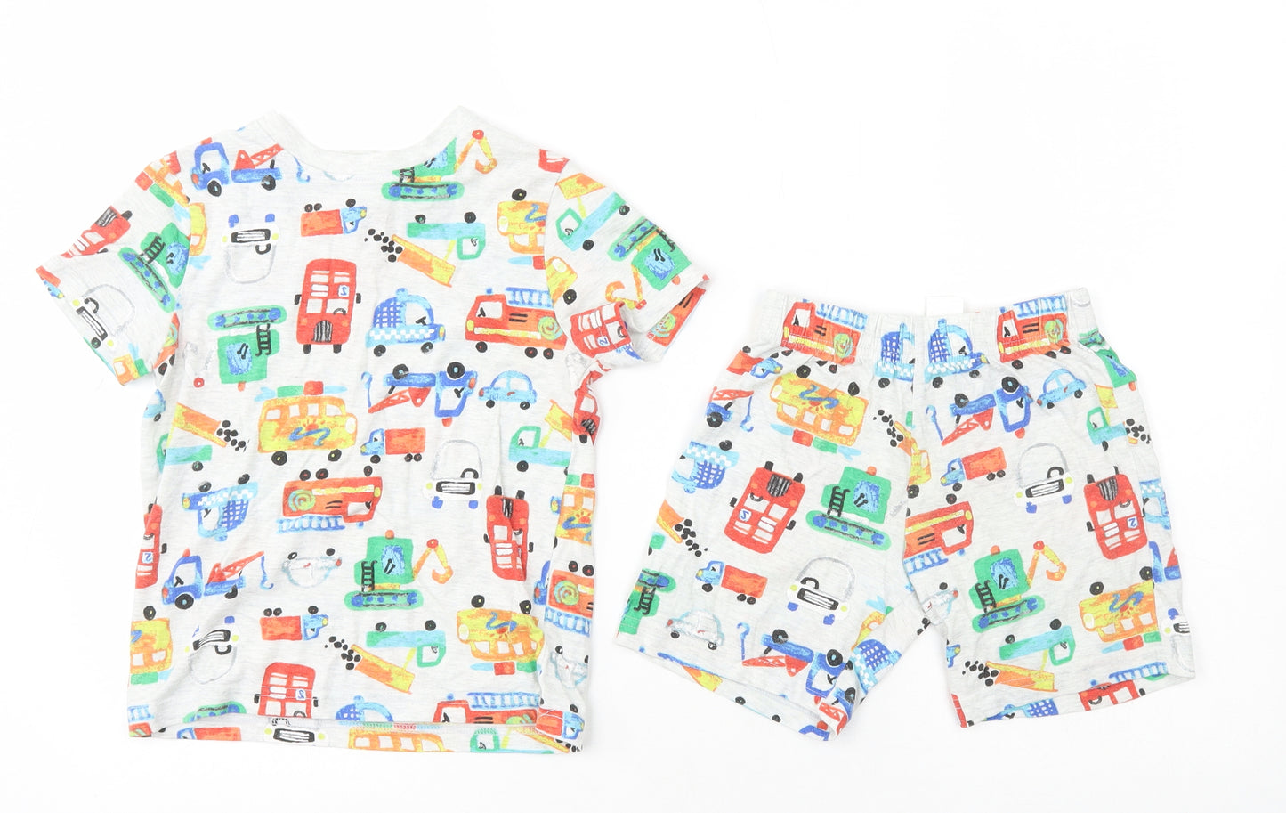 F&F Boys Grey Geometric Cotton  Pyjama Set Size 5-6 Years  Pullover