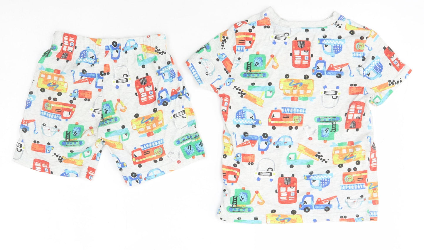 F&F Boys Grey Geometric Cotton  Pyjama Set Size 5-6 Years  Pullover