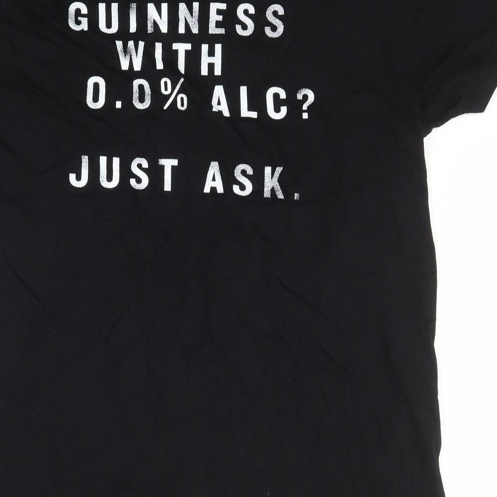 Sol's-Crusader Girls Black  Cotton Basic T-Shirt Size M Crew Neck Pullover - Guinness