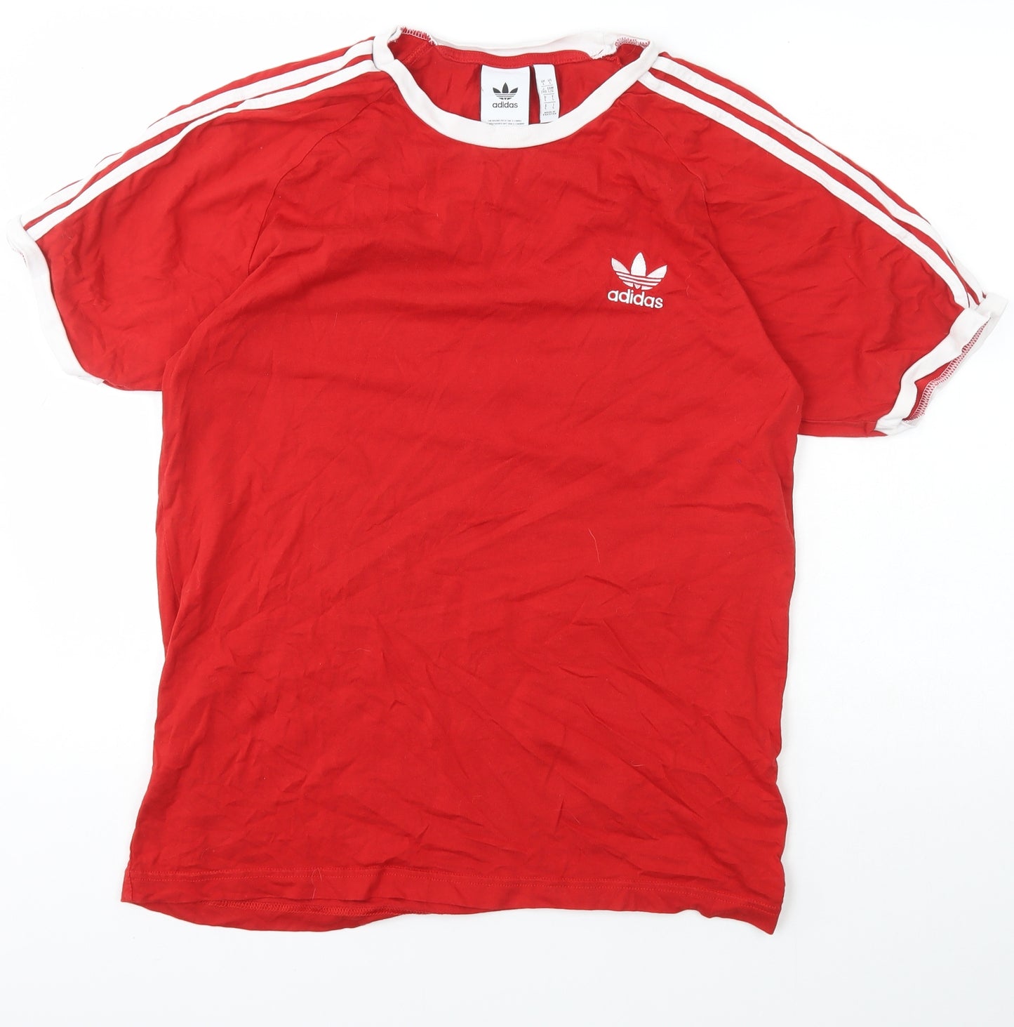 adidas Mens Red  Cotton  T-Shirt Size L Crew Neck
