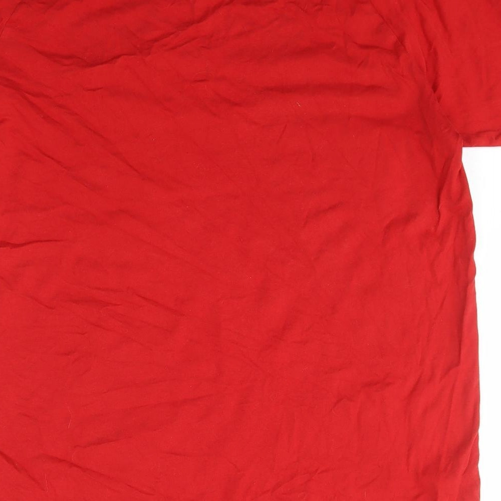 adidas Mens Red  Cotton  T-Shirt Size L Crew Neck