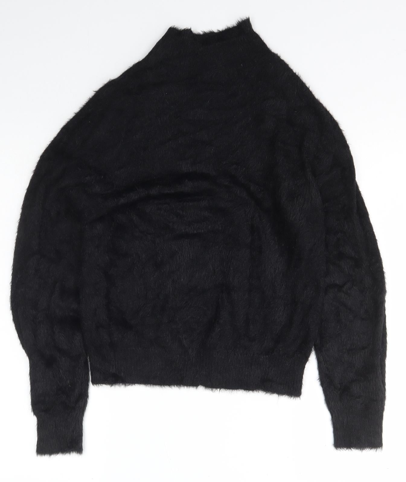 Zara Womens Black Roll Neck  Nylon Pullover Jumper Size L