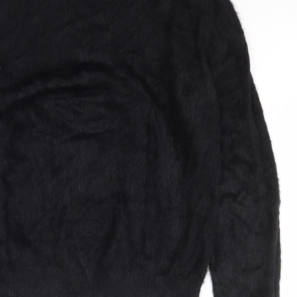 Zara Womens Black Roll Neck  Nylon Pullover Jumper Size L