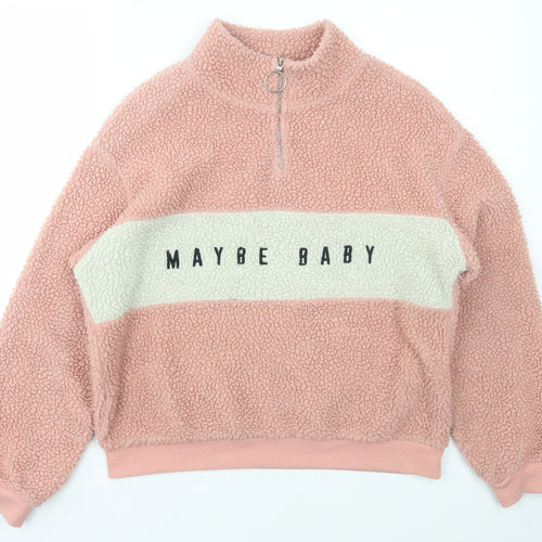 H&M Womens Pink Roll Neck  Polyester Pullover Jumper Size S