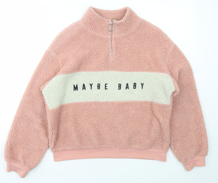 H&M Womens Pink Roll Neck  Polyester Pullover Jumper Size S