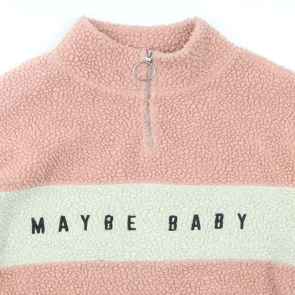 H&M Womens Pink Roll Neck  Polyester Pullover Jumper Size S