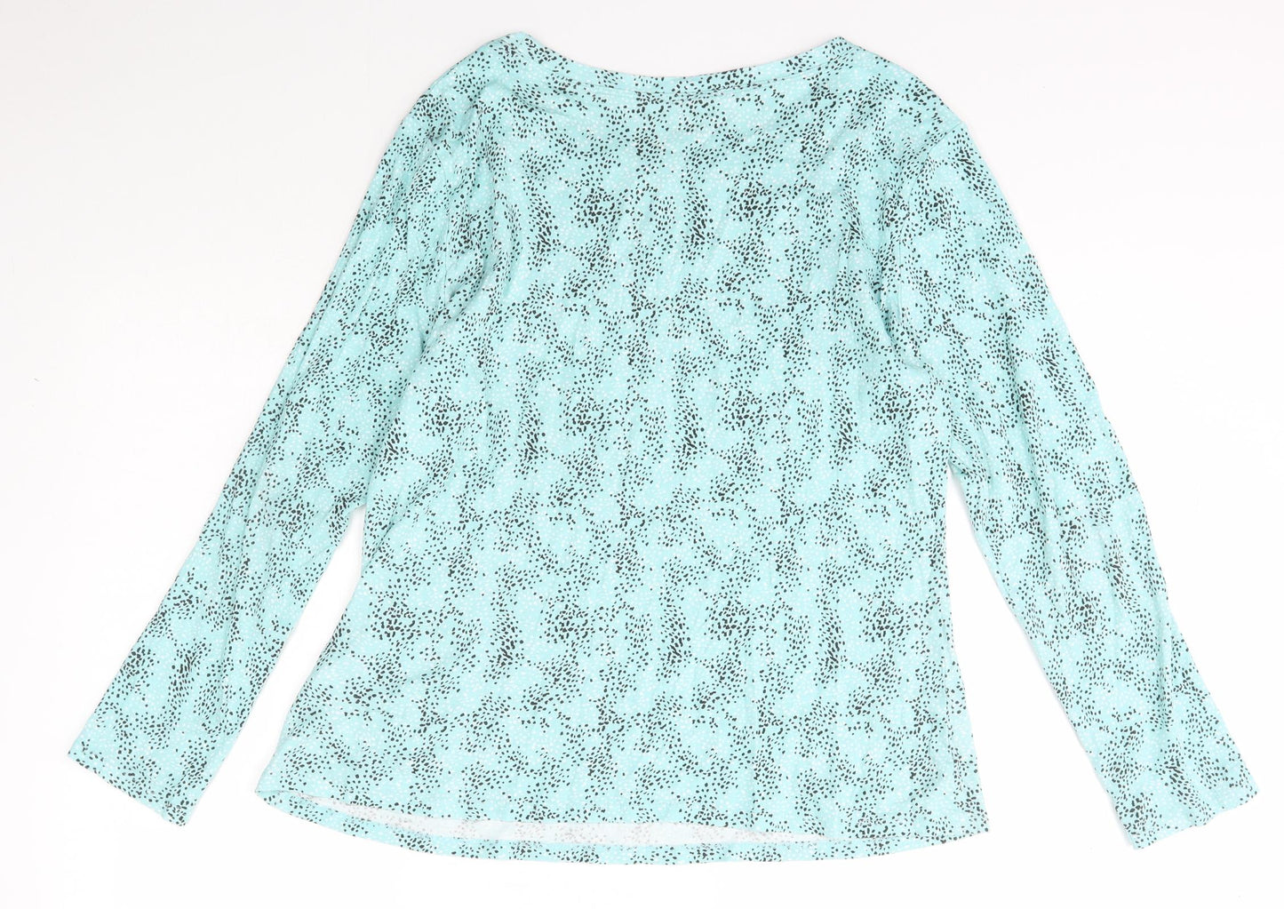 Papaya Womens Blue Polka Dot Cotton Basic T-Shirt Size 18 Scoop Neck