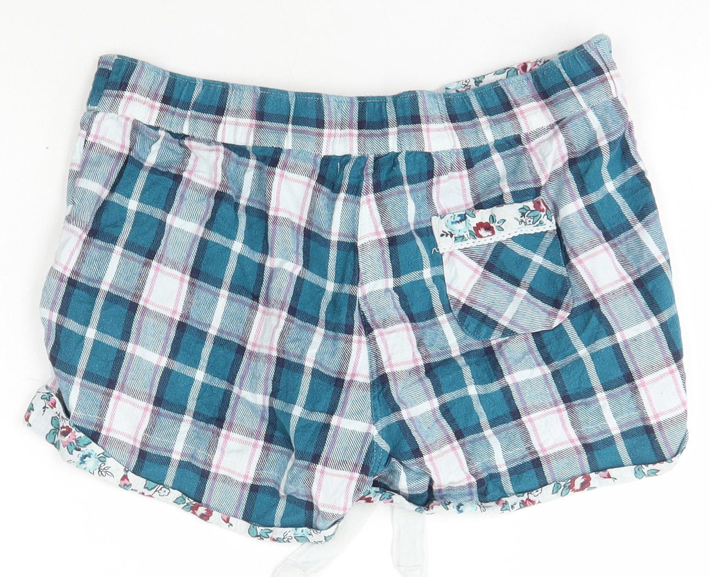 Fat Face Womens Blue Check Cotton Bermuda Shorts Size 8 L3 in Regular Tie