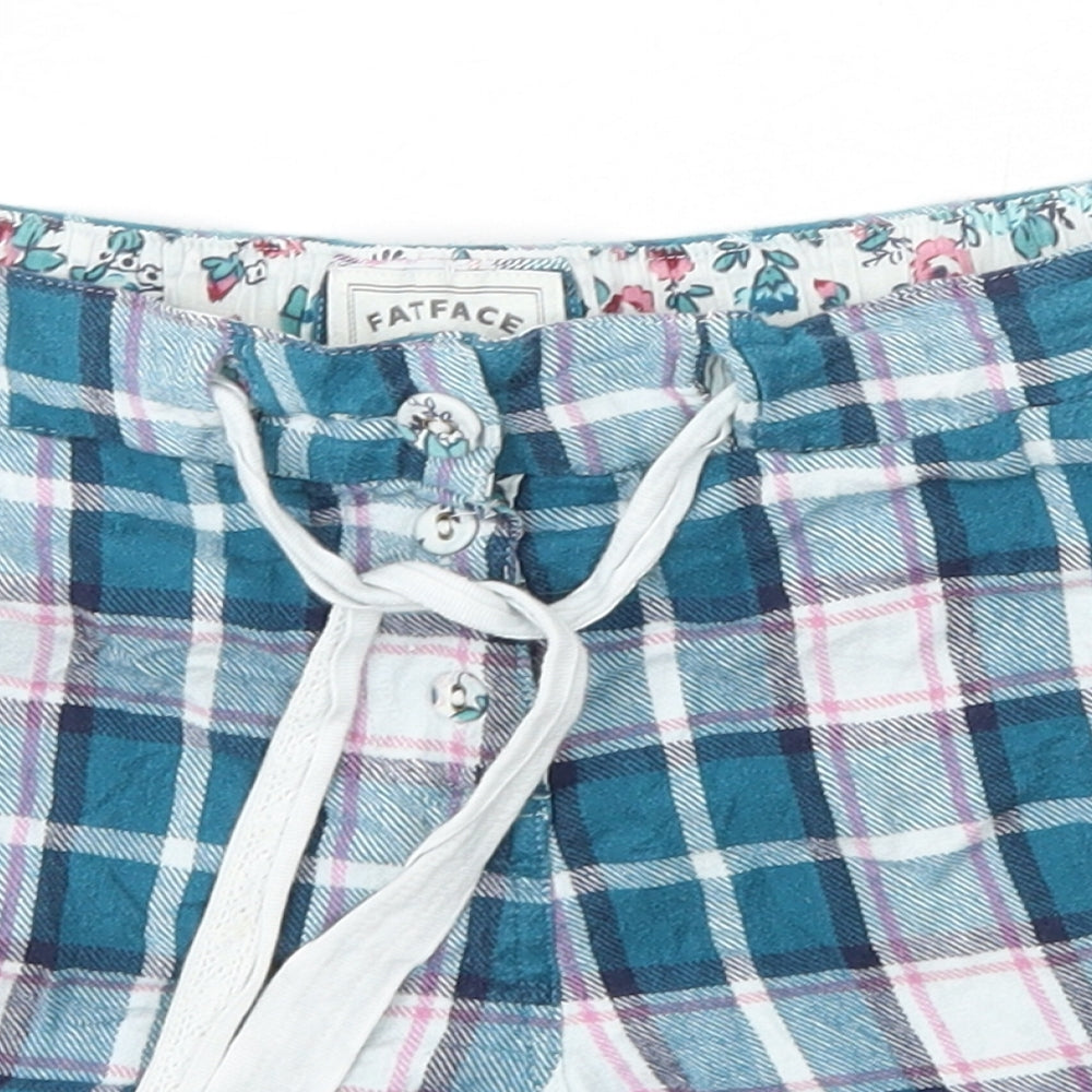 Fat Face Womens Blue Check Cotton Bermuda Shorts Size 8 L3 in Regular Tie
