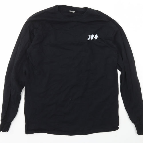 Gildan Womens Black  Cotton Basic T-Shirt Size M Crew Neck