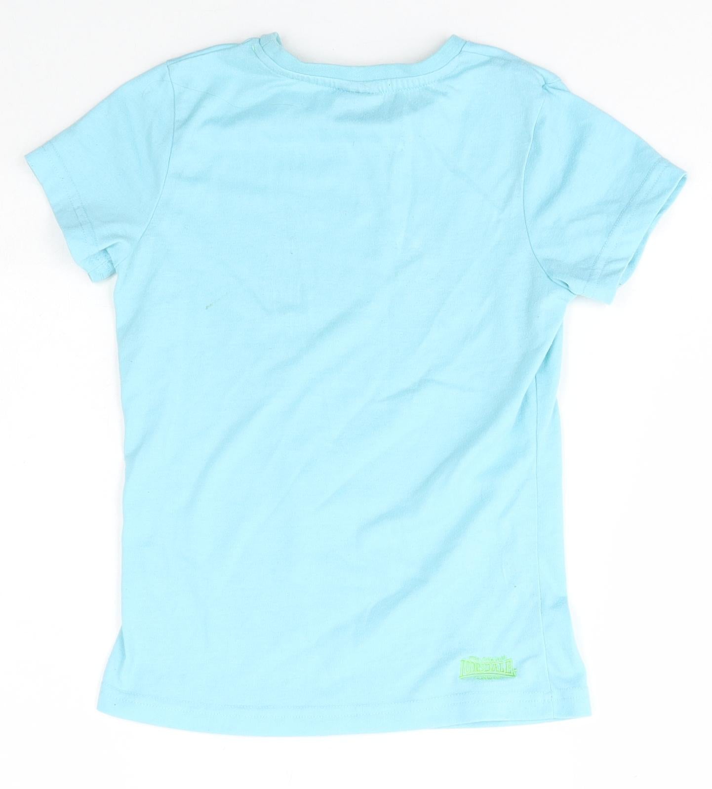 Lonsdale Boys Blue  Polyester Basic T-Shirt Size 9-10 Years Crew Neck Pullover