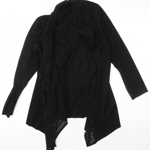 Klass Womens Black Scoop Neck Geometric Polyester Wrap Jumper Size S