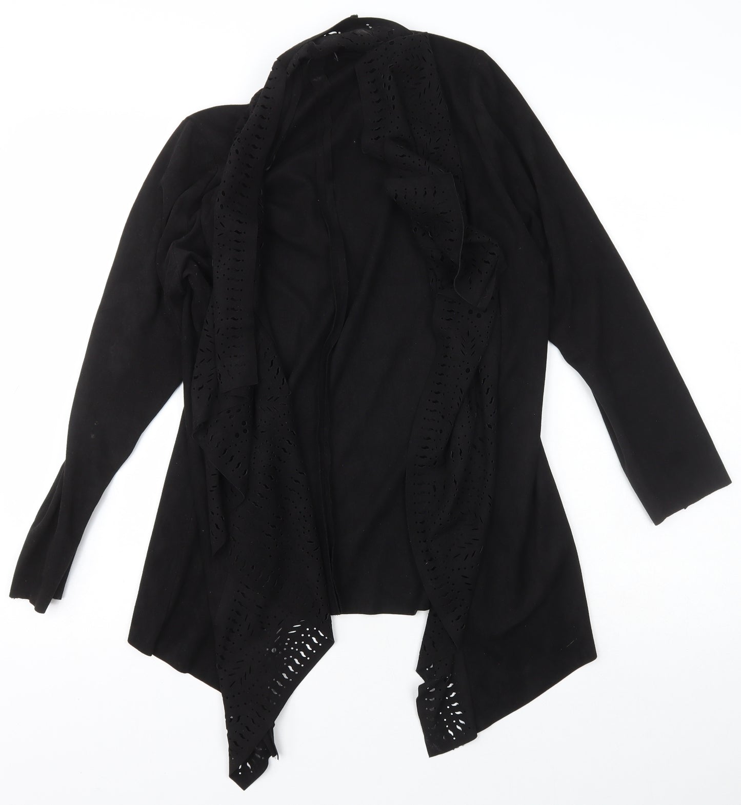 Klass Womens Black Scoop Neck Geometric Polyester Wrap Jumper Size S