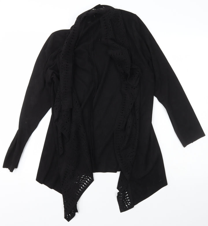 Klass Womens Black Scoop Neck Geometric Polyester Wrap Jumper Size S