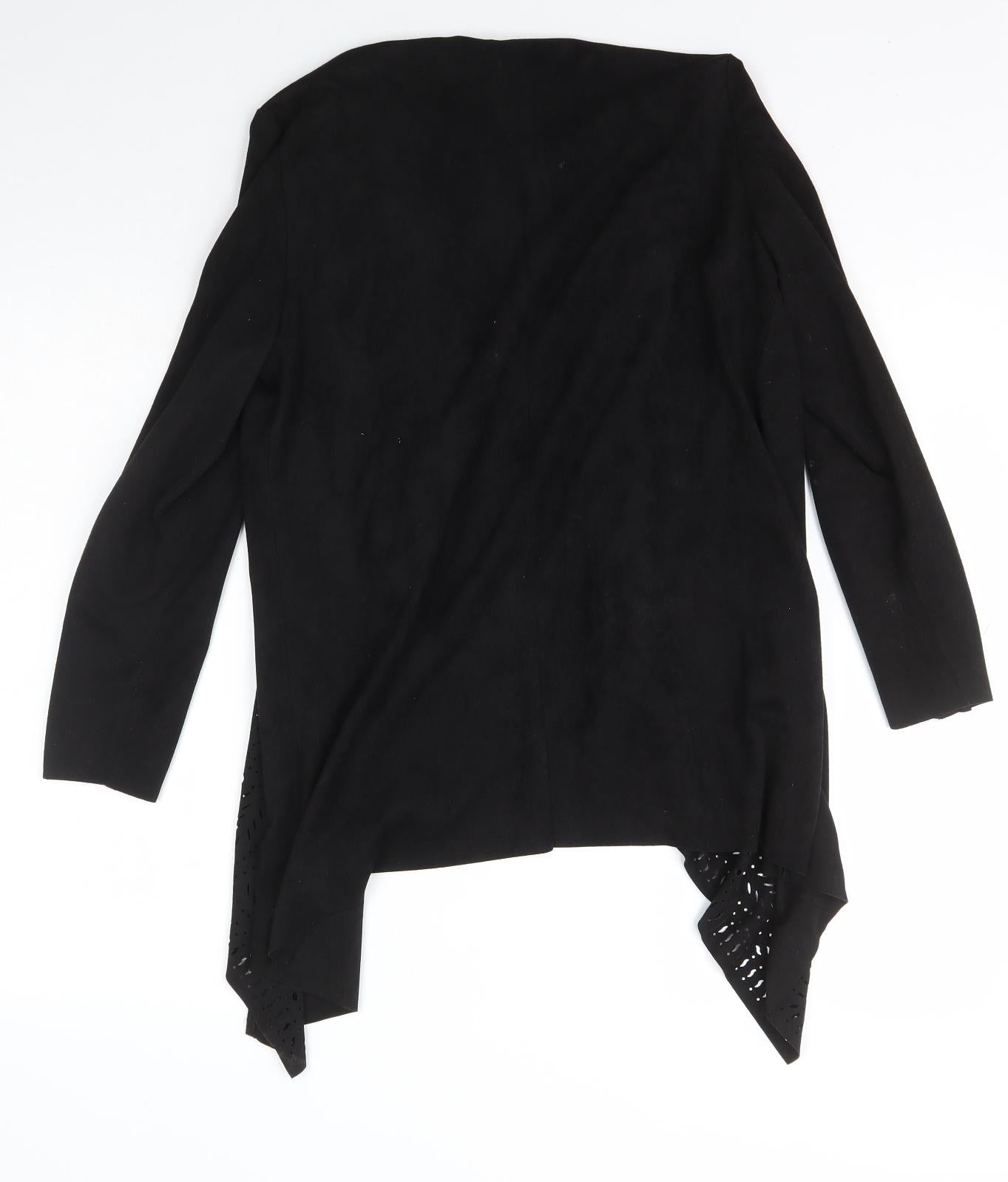 Klass Womens Black Scoop Neck Geometric Polyester Wrap Jumper Size S